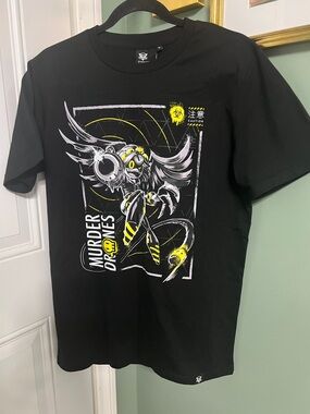 Black Graphic Short Sleeve Tee with Yellow Accents - Men's New Without Tags